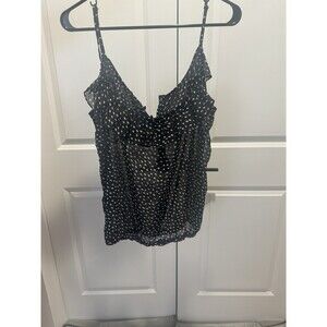 Black Sheer Polka Dot Cami Top Medium